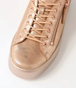 New Midas Shoes Laiken Rose Gold Scratch Pink Leather Sneakers