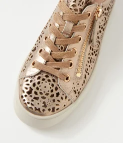Hot Midas Shoes Landry Champagne Almond Shine Leather Sneakers