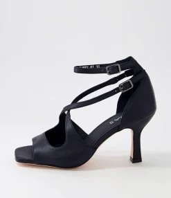 Sale Midas Shoes Laney Black Leather Sandals