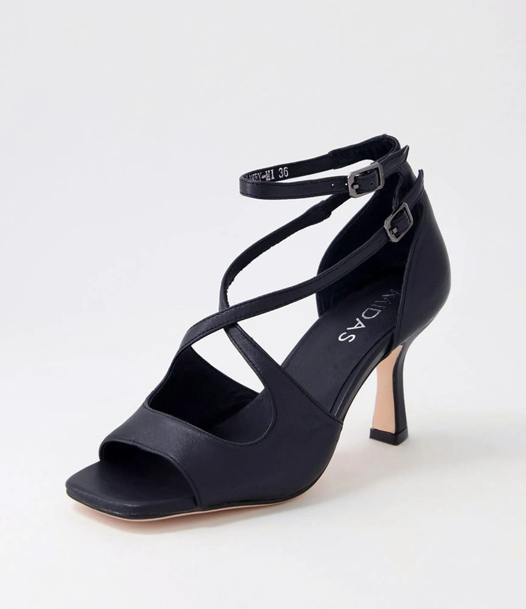 Sale Midas Shoes Laney Black Leather Sandals