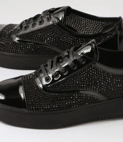 Cheap Midas Shoes Lannet Black Patent Mesh Sneakers