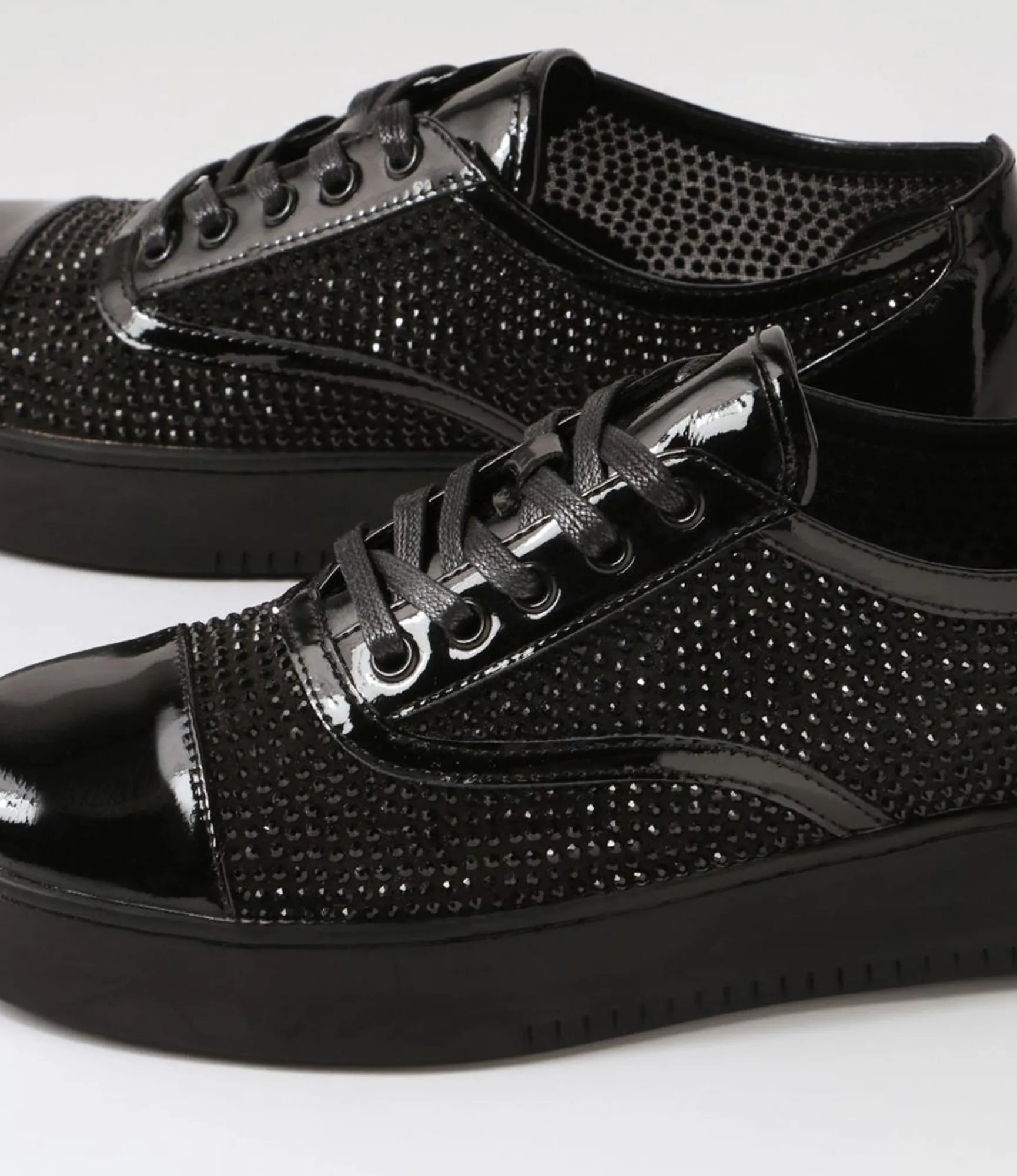 Cheap Midas Shoes Lannet Black Patent Mesh Sneakers