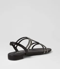 Flash Sale Midas Shoes Laroze Black Fabric Jewels Sandals
