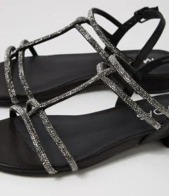 Flash Sale Midas Shoes Laroze Black Fabric Jewels Sandals