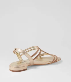 Hot Midas Shoes Laroze Pale Gold Jewels Fabric Sandals