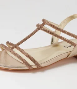 Hot Midas Shoes Laroze Pale Gold Jewels Fabric Sandals