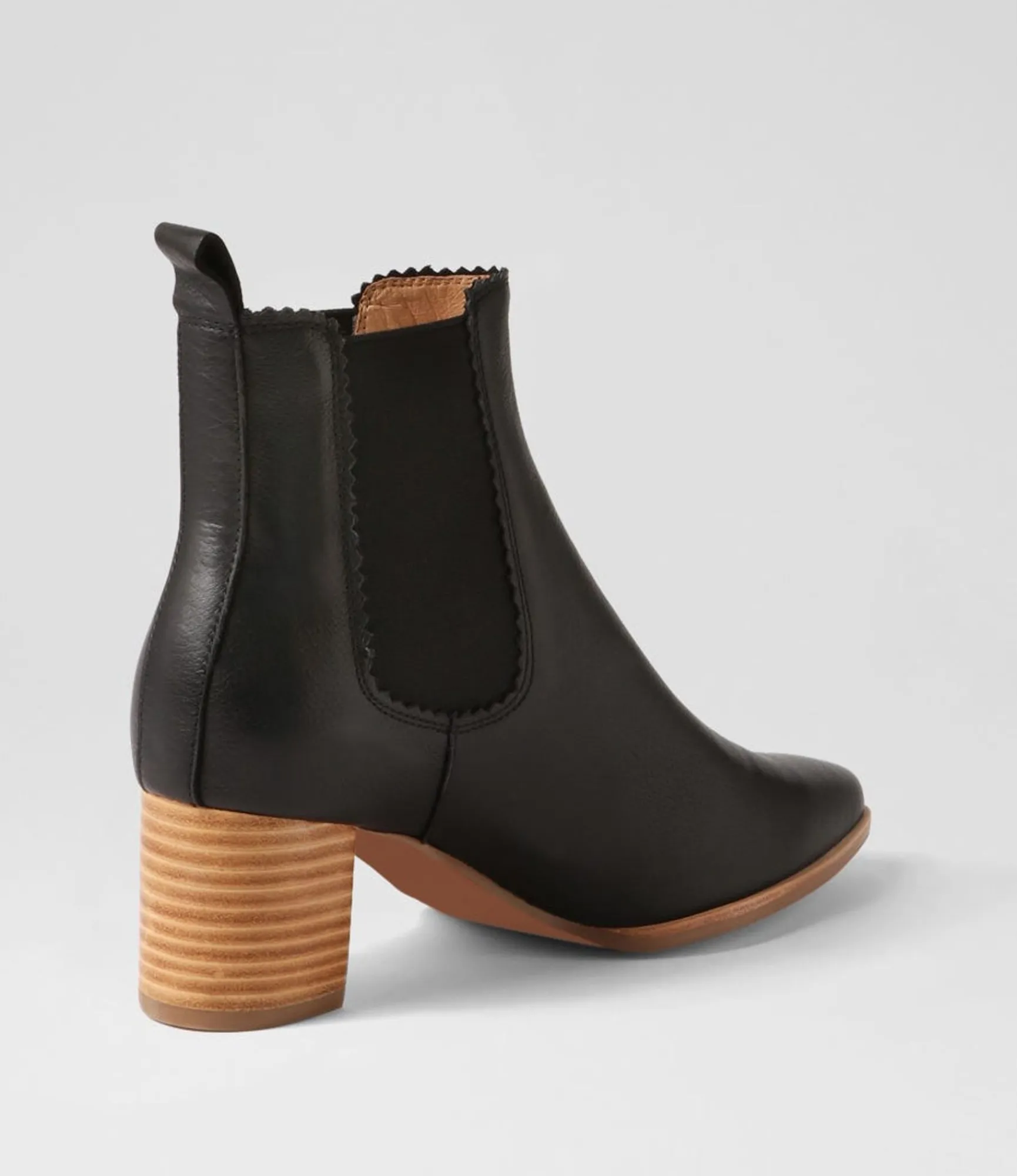 Clearance Midas Shoes Larrie Black Natural Heel Leather Chelsea Boots