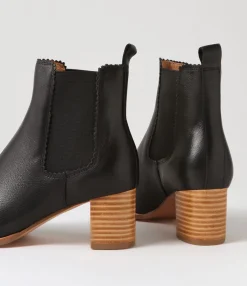 Clearance Midas Shoes Larrie Black Natural Heel Leather Chelsea Boots