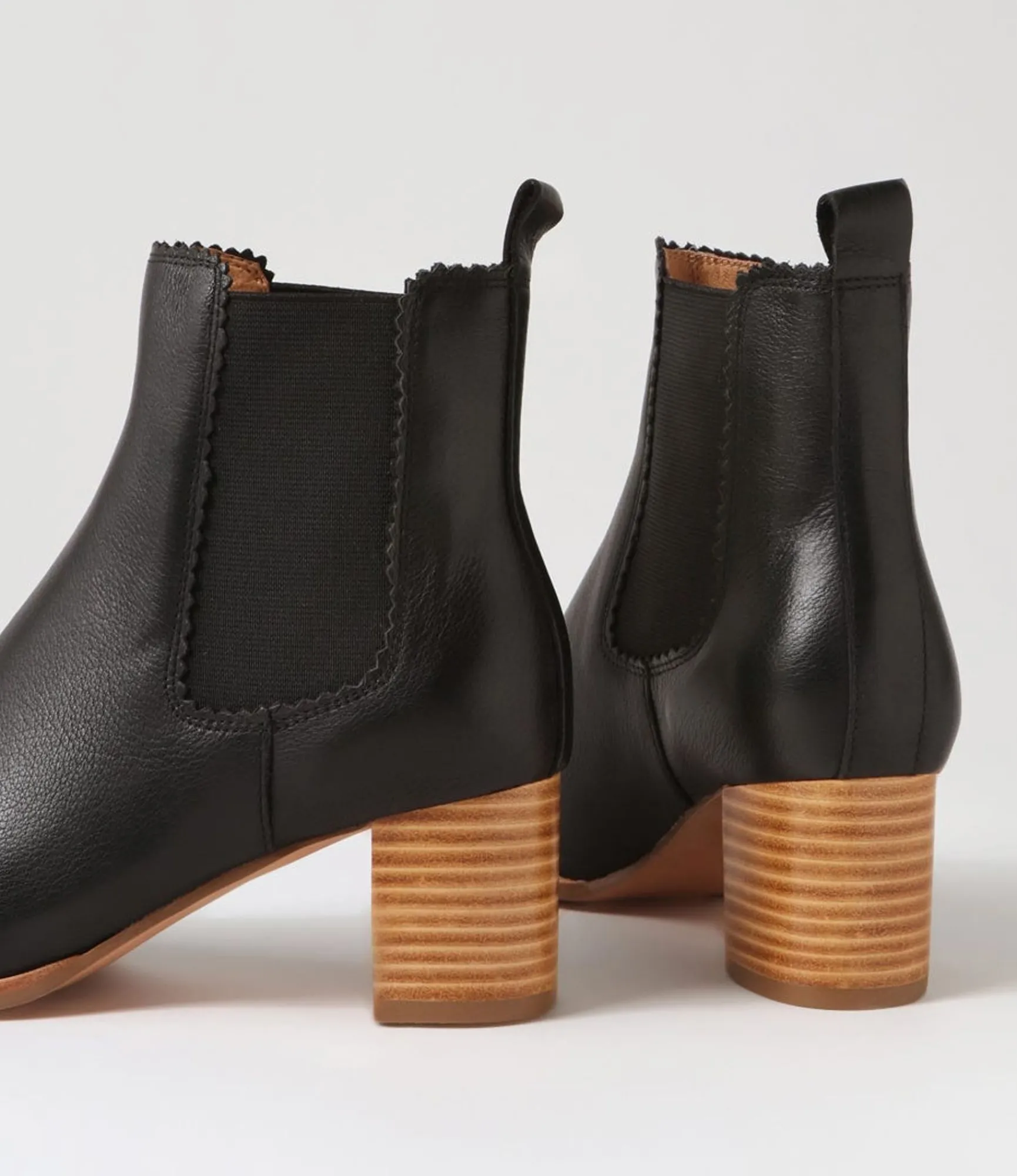 Clearance Midas Shoes Larrie Black Natural Heel Leather Chelsea Boots