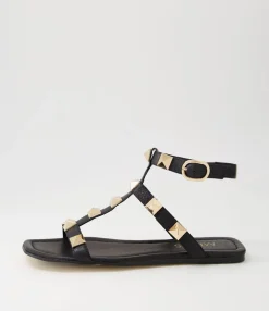 Fashion Midas Shoes Lavan Black Leather Sandals