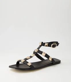 Fashion Midas Shoes Lavan Black Leather Sandals