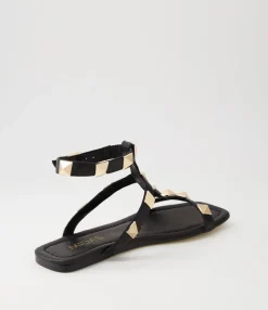 Fashion Midas Shoes Lavan Black Leather Sandals