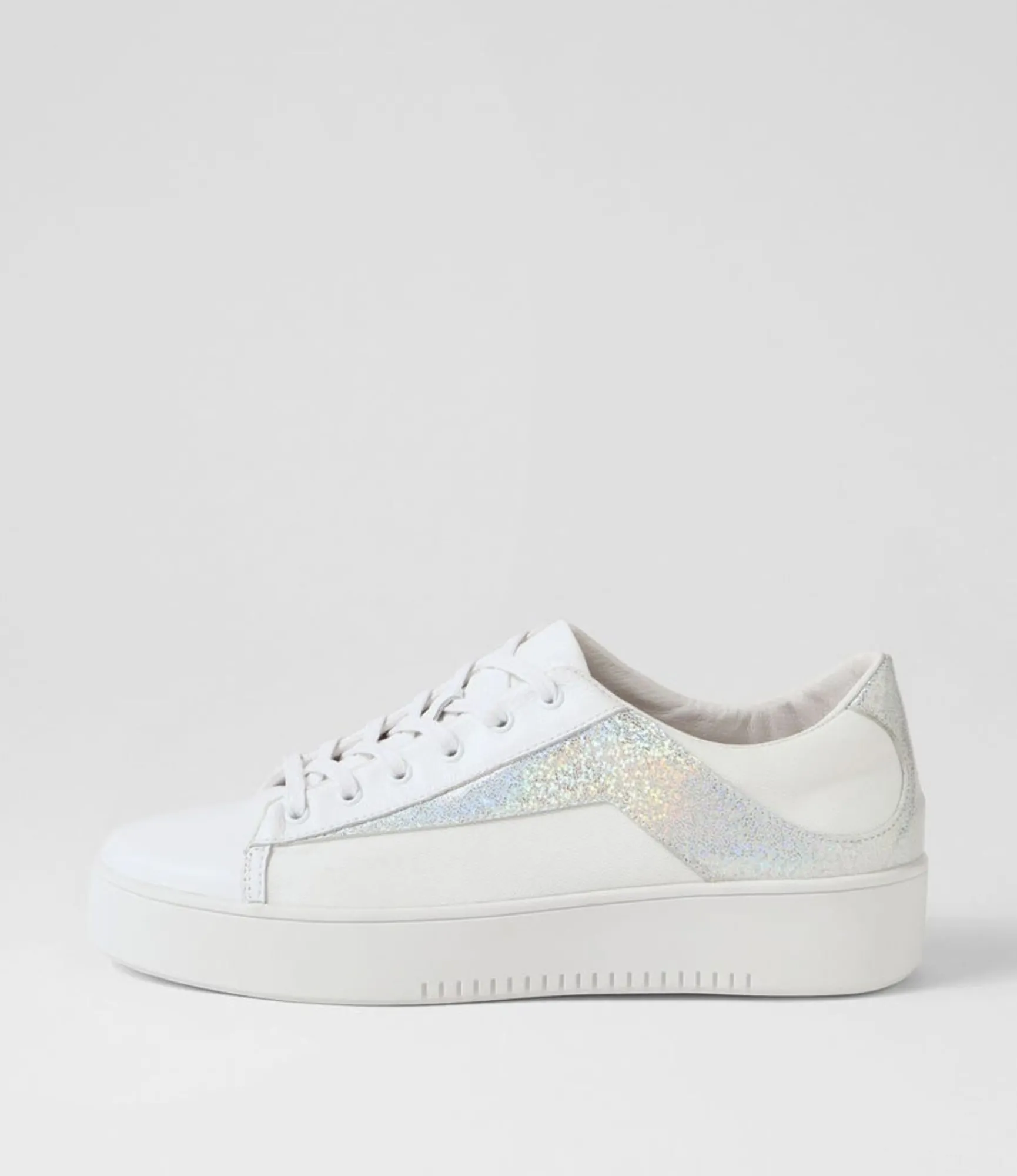 New Midas Shoes Lenoe White Silver Glam Multi Sneakers