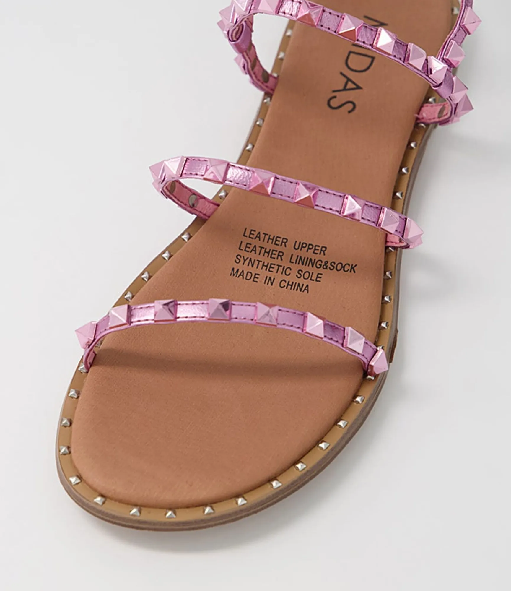 Best Midas Shoes Leosa Pink Metallic Leather Stud Sandals