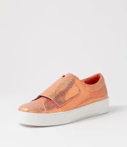 Cheap Midas Shoes Levie Orange Glam Leather Sneakers