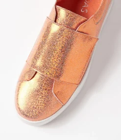 Cheap Midas Shoes Levie Orange Glam Leather Sneakers