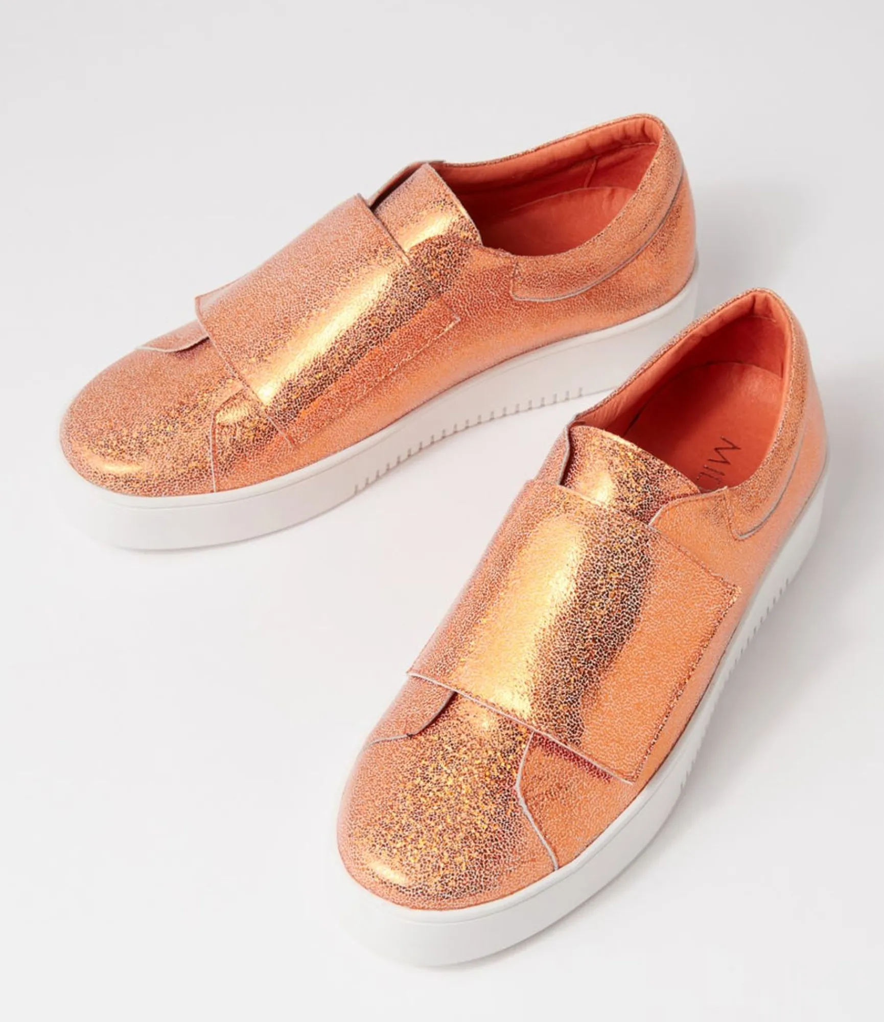 Cheap Midas Shoes Levie Orange Glam Leather Sneakers