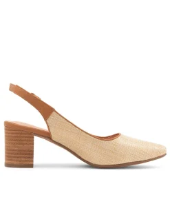 Cheap Midas Shoes Lexiar Nat Woven Dark Tan Leather Pump Heels