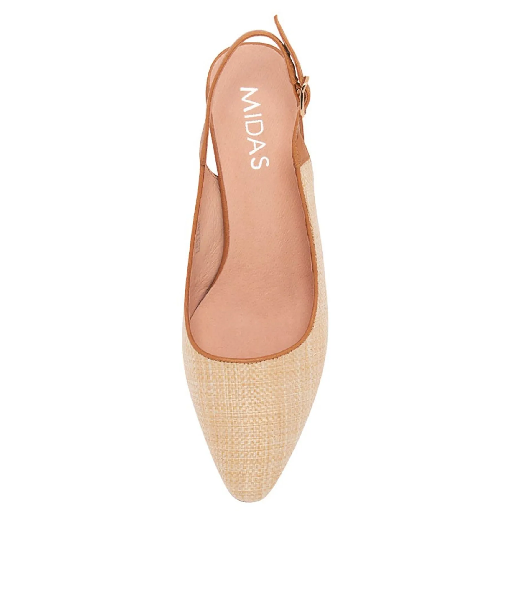 Cheap Midas Shoes Lexiar Nat Woven Dark Tan Leather Pump Heels