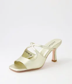 Discount Midas Shoes Licola Pale Gold Leather Slides