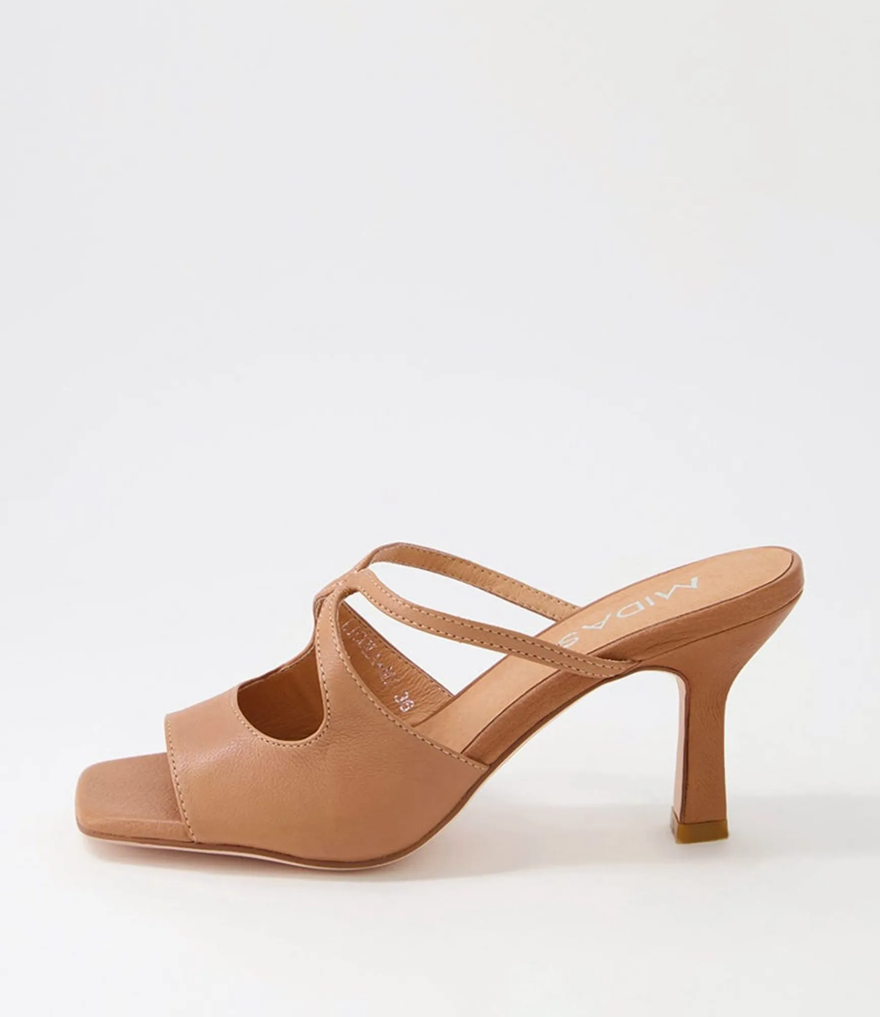Best Sale Midas Shoes Licola Tan Leather Slides