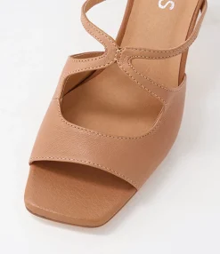 Best Sale Midas Shoes Licola Tan Leather Slides