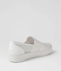 Discount Midas Shoes Liona White Leather Mesh Sneakers