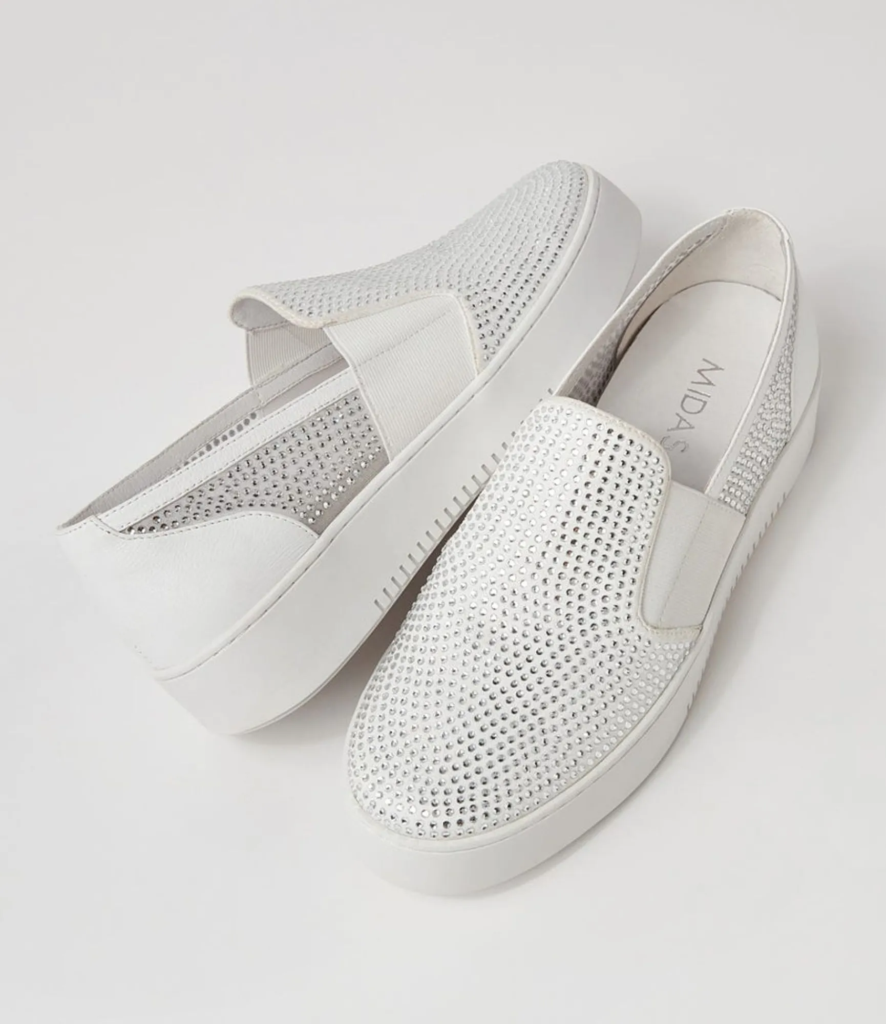 Discount Midas Shoes Liona White Leather Mesh Sneakers