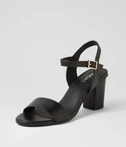 New Midas Shoes Lippee Black Leather Sandals