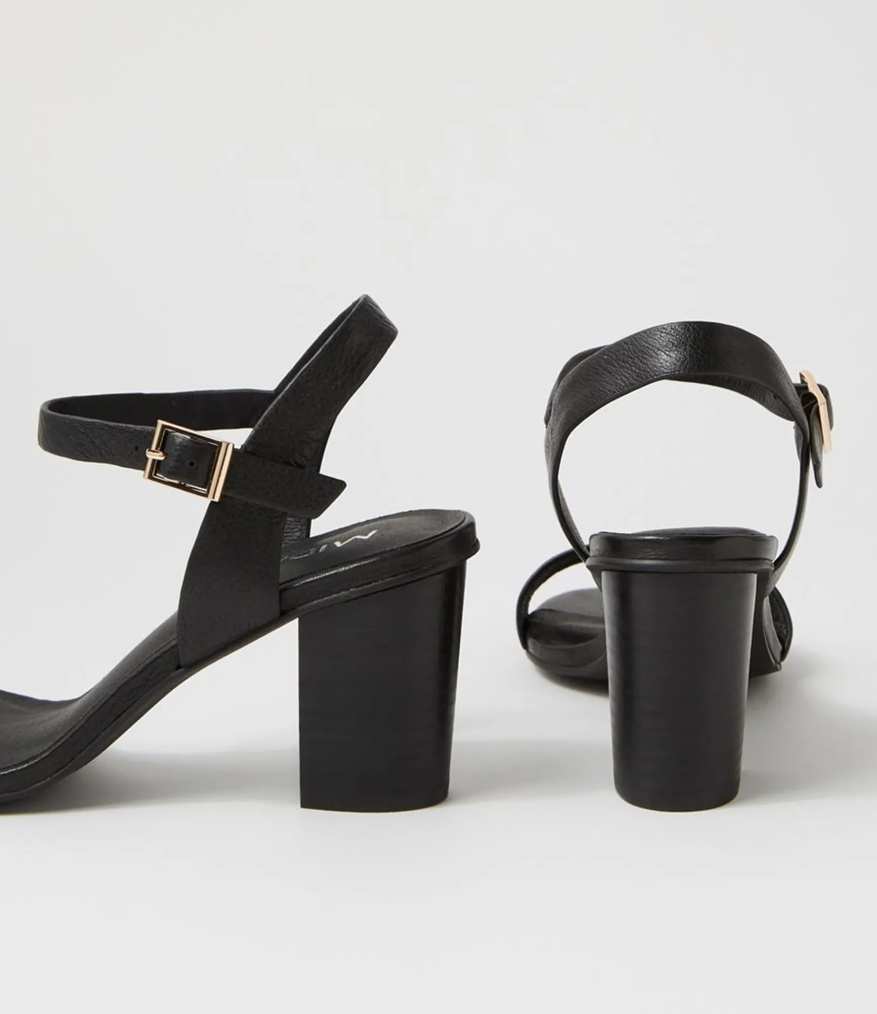 New Midas Shoes Lippee Black Leather Sandals