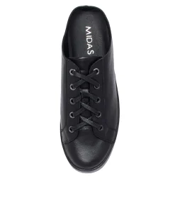 Clearance Midas Shoes Lippy Black Leather Sneakers Bs