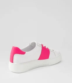 Clearance Midas Shoes Loredana White Hot Pink Leather Sneakers