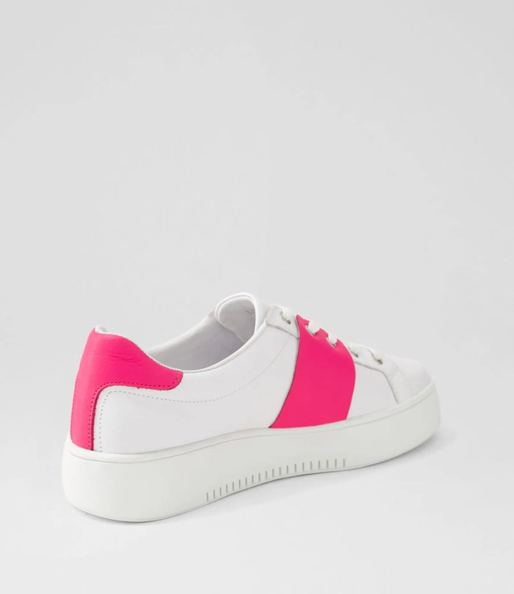Clearance Midas Shoes Loredana White Hot Pink Leather Sneakers