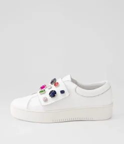 Cheap Midas Shoes Lunice White Bright Jewels Leather Sneakers