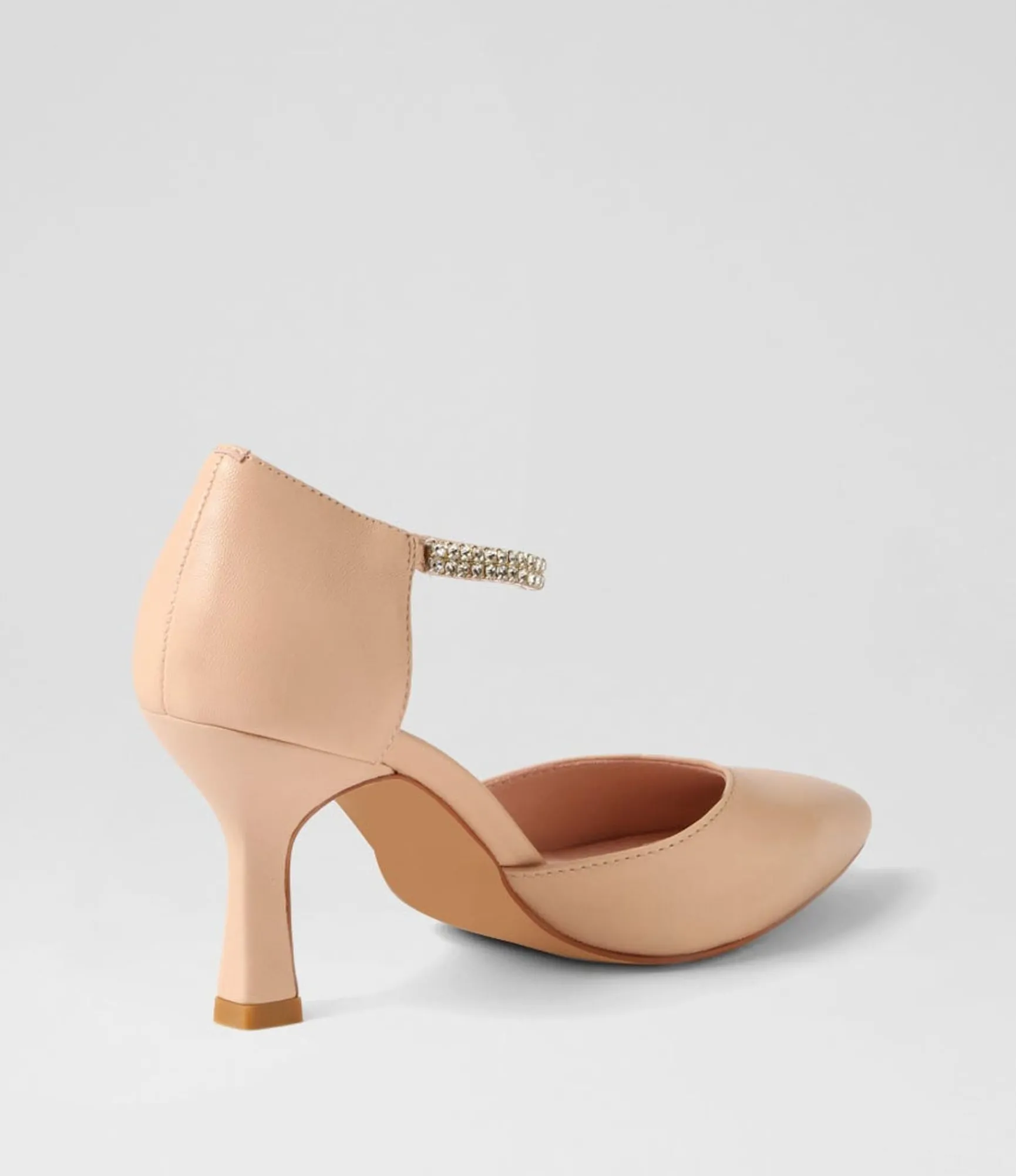 Outlet Midas Shoes Luxie Dark Nude Silver Leather Jewels Heels