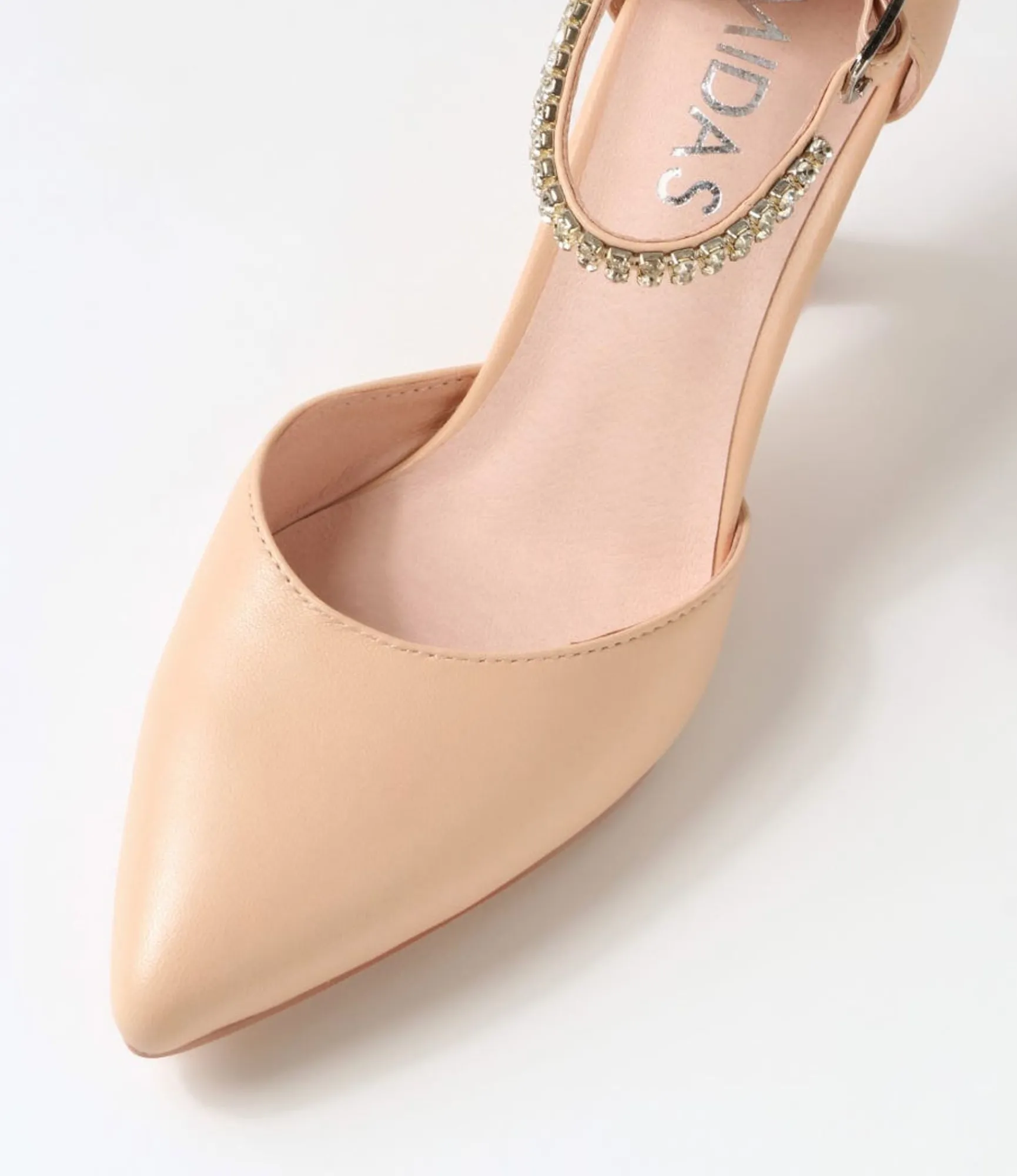 Outlet Midas Shoes Luxie Dark Nude Silver Leather Jewels Heels