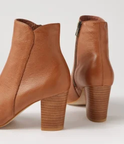 Hot Midas Shoes Lyatt Cognac Leather Ankle Boots