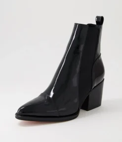 Hot Midas Shoes Maddern Black Wrinkle Patent Chelsea Boots