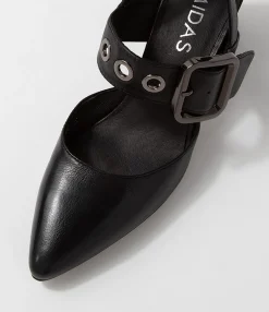 Shop Midas Shoes Maddox Black Leather Heels