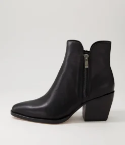 Online Midas Shoes Majory Black Leather Ankle Boots
