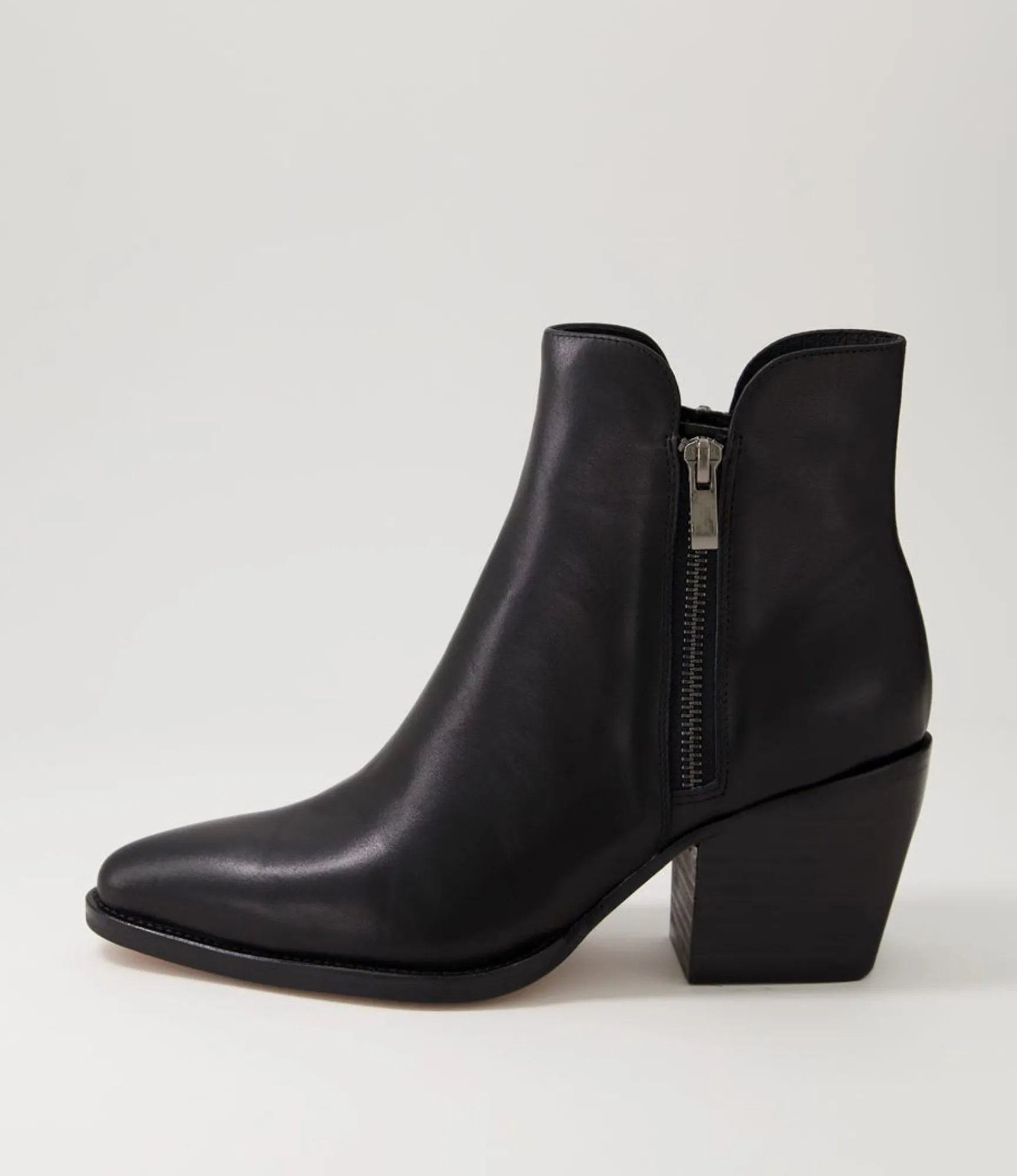 Online Midas Shoes Majory Black Leather Ankle Boots