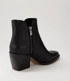 Online Midas Shoes Majory Black Leather Ankle Boots
