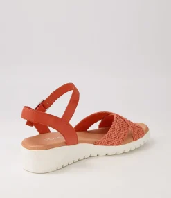 Shop Midas Shoes Maldives Orange Weave Leather Sandals