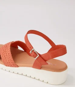 Shop Midas Shoes Maldives Orange Weave Leather Sandals