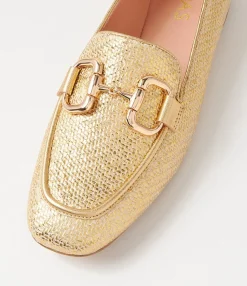 Cheap Midas Shoes Masun Gold Synthetic Raffia Leather Loafers