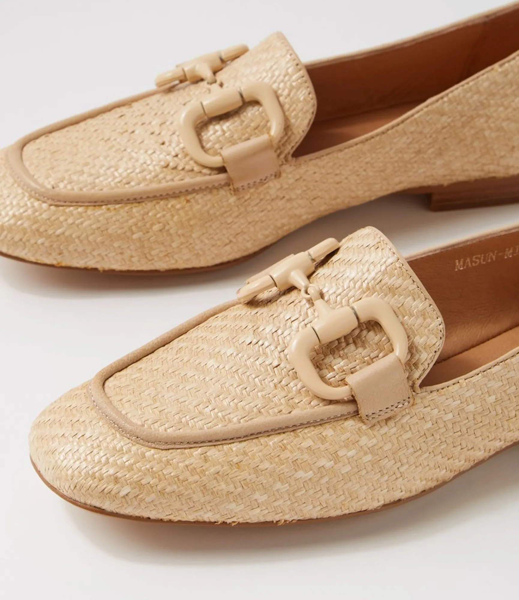 Clearance Midas Shoes Masun Natural Synthetic Raffia Leather Loafers