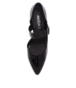 Best Sale Midas Shoes Matcha Black Patent Leather Heels
