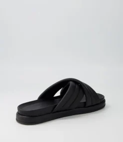 Fashion Midas Shoes Melany Black Leather Slides
