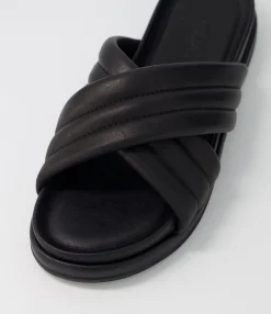 Fashion Midas Shoes Melany Black Leather Slides