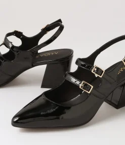Outlet Midas Shoes Merina Black Patent Leather Mary Jane Heels